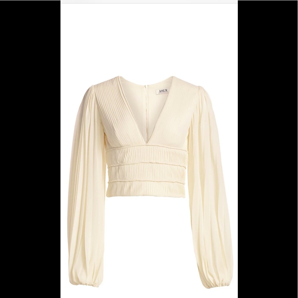 AMUR Balloon Sleeve Shirred Blouse